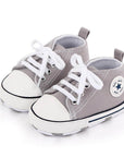 Baby Classic Canvas Sneakers for First Walkers – Lightweight Lace-Up High-Top Baby Shoes for Newborns 7