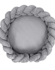 Baby Nest and Play Mat with Braided Crib Bumper – Hypoallergenic Soft Cotton, 100 cm Diameter, Grey, Safe for Newborns 1