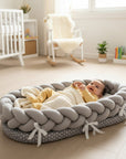 Braided Baby Bed Reducer – Soft Spandex Crib Nest for Safe and Comfortable Sleep, Ergonomic Oval Shape 0