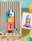Montessori Wooden Tetris Stacking Tower Game for Ages 3 and Up – Educational Stack Blocks with Challenge Cards 3
