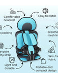 Portable Toddler Booster Car Seat - Lightweight Foldable Travel Booster Seat with 5-Point Harness for Kids 5
