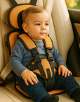 Portable Toddler Booster Car Seat - Lightweight Foldable Travel Booster Seat with 5-Point Harness for Kids 9