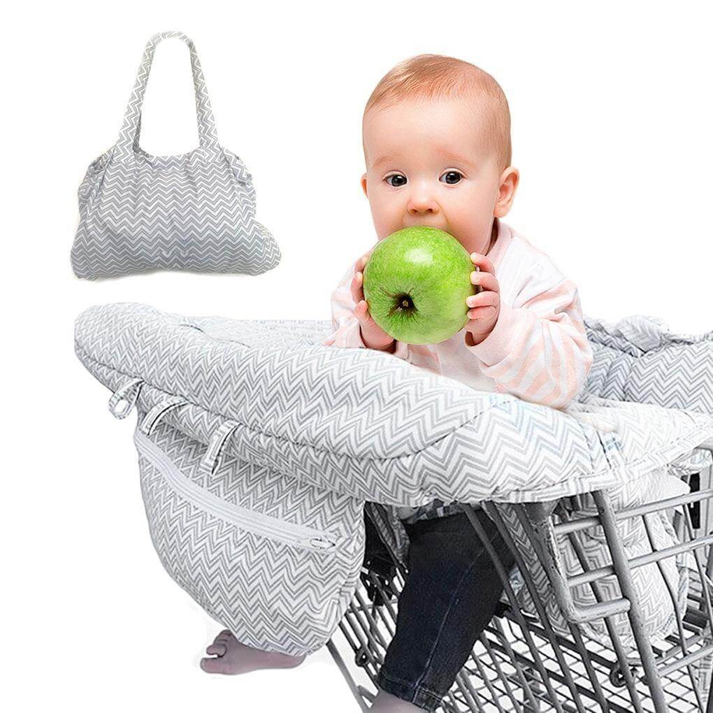 2-in-1 Shopping Cart Cover with Adjustable Seat Belt, Storage Bag, and Toy Straps – Comfortable Polyester Baby Chair Cover 0
