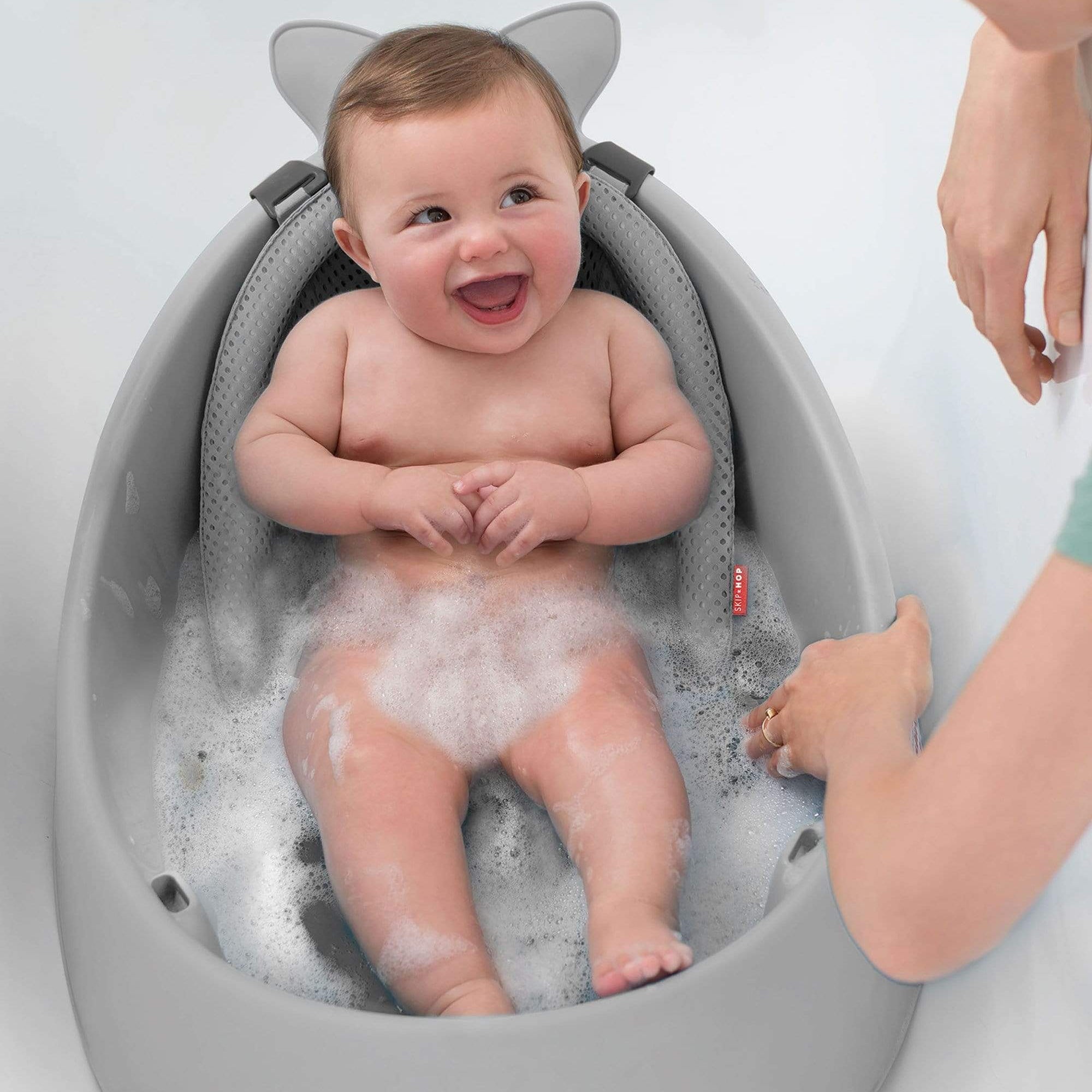 3-Stage Baby Bath Tub with Adjustable Sling – Grey Infant Bathtub for Newborns to Sitters, Soft Mesh Design 0