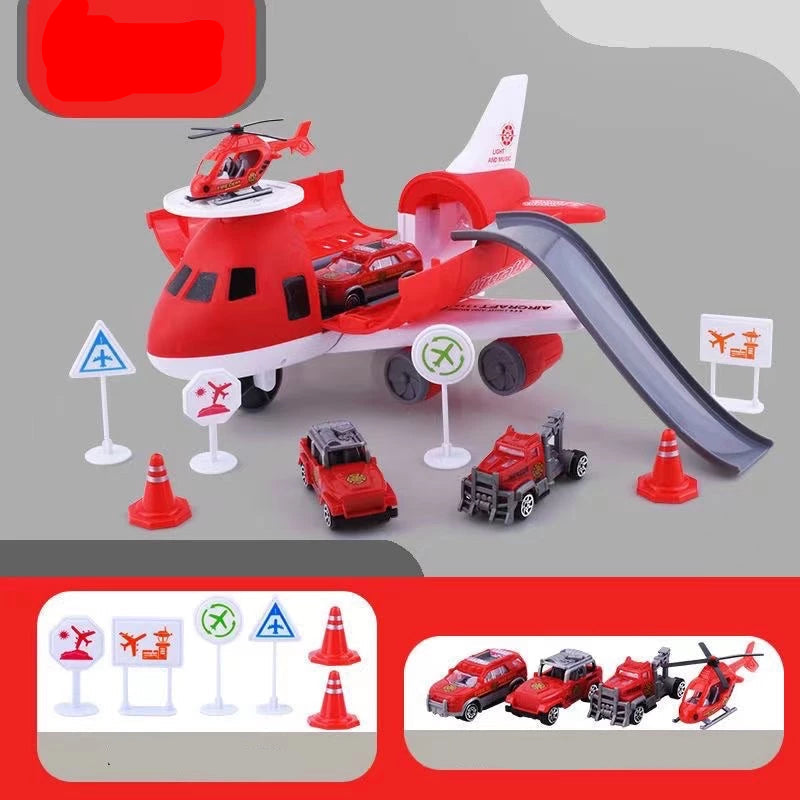 Airplane and Vehicle Toy Set – Colorful Transport Adventure for Creative Play, Includes Cars and Buses, Durable Plastic, Ages 3+ 4