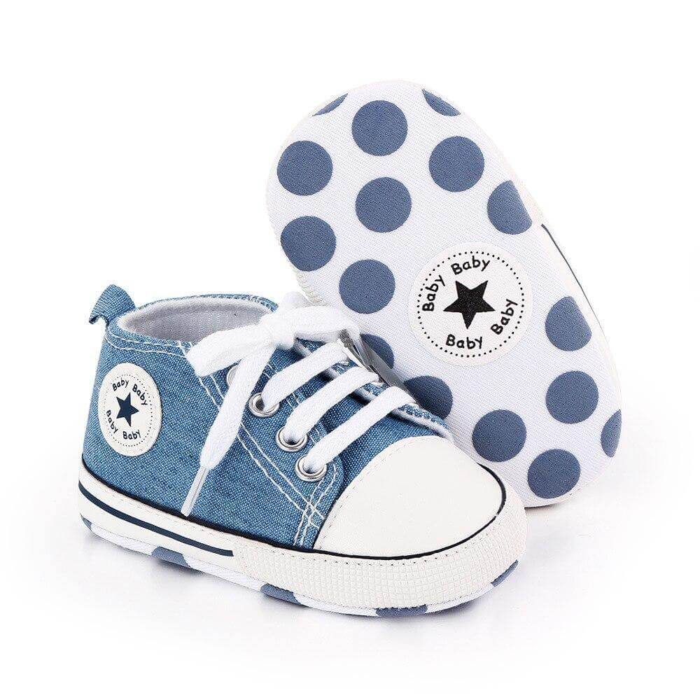Baby Classic Canvas Sneakers for First Walkers – Lightweight Lace-Up High-Top Baby Shoes for Newborns 1
