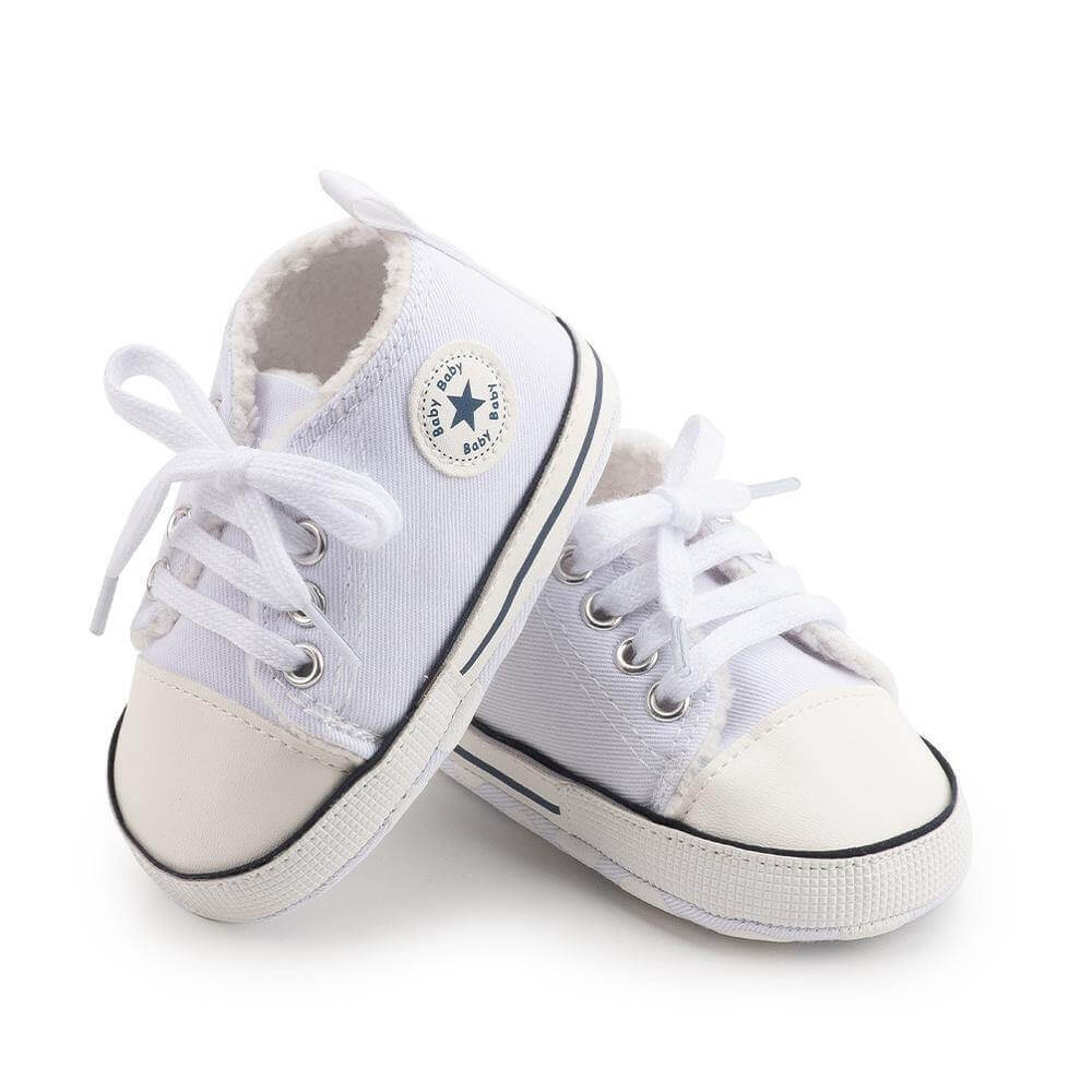 Baby Classic Canvas Sneakers for First Walkers – Lightweight Lace-Up High-Top Baby Shoes for Newborns 10