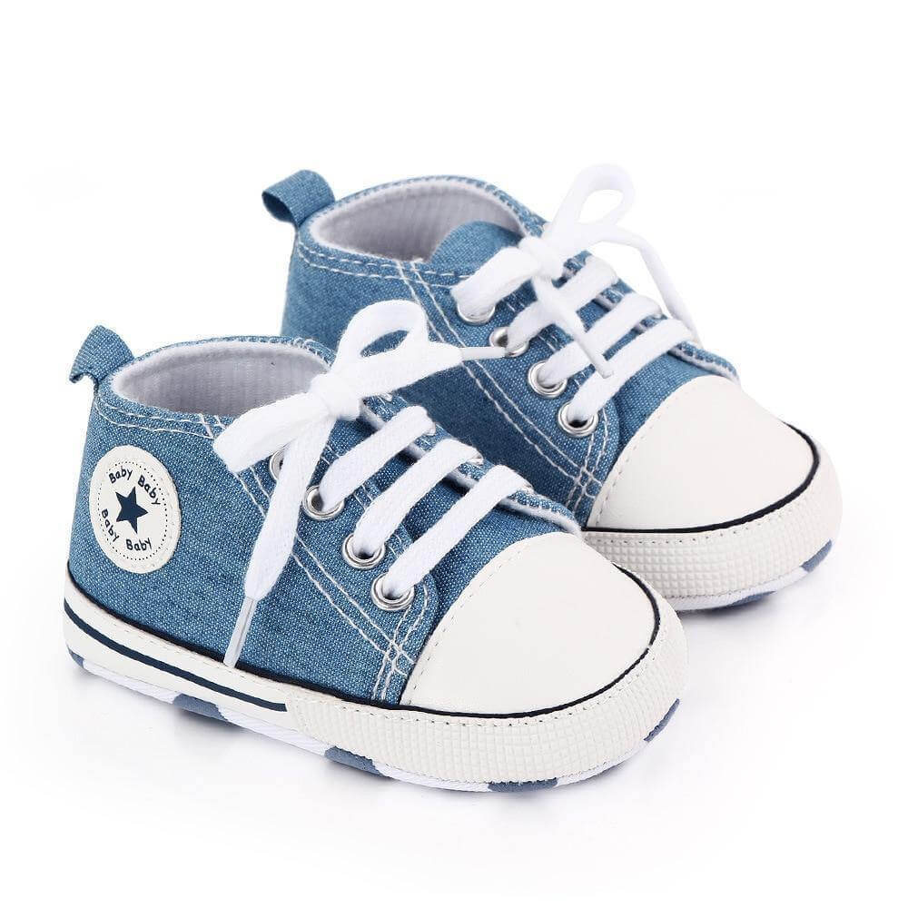 Baby Classic Canvas Sneakers for First Walkers – Lightweight Lace-Up High-Top Baby Shoes for Newborns 2