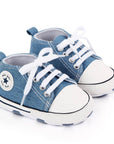 Baby Classic Canvas Sneakers for First Walkers – Lightweight Lace-Up High-Top Baby Shoes for Newborns 2
