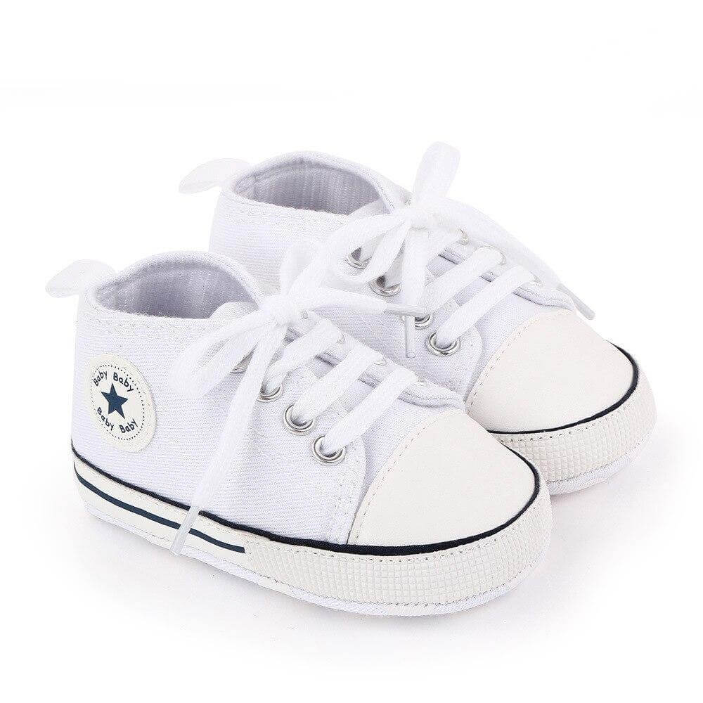 Baby Classic Canvas Sneakers for First Walkers – Lightweight Lace-Up High-Top Baby Shoes for Newborns 3