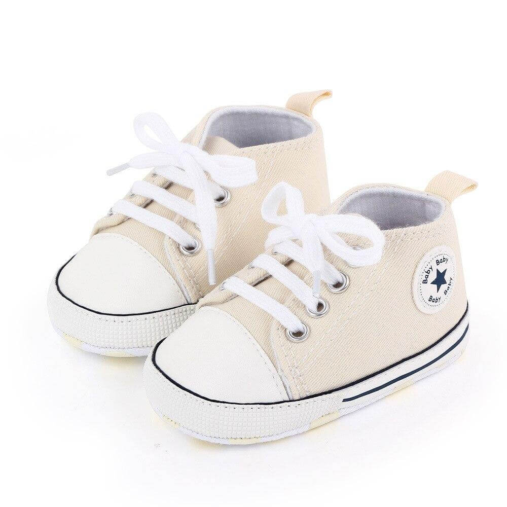 Baby Classic Canvas Sneakers for First Walkers – Lightweight Lace-Up High-Top Baby Shoes for Newborns 8