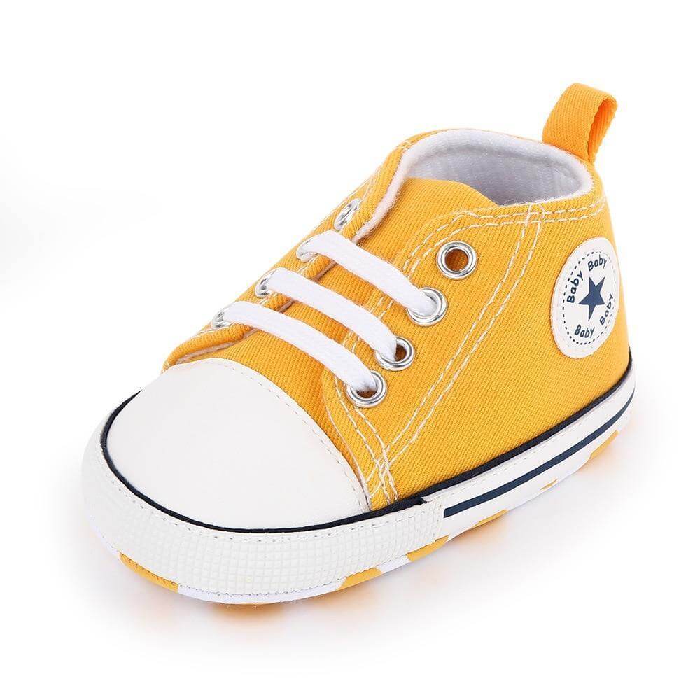 Baby Classic Canvas Sneakers for First Walkers – Lightweight Lace-Up High-Top Baby Shoes for Newborns 9