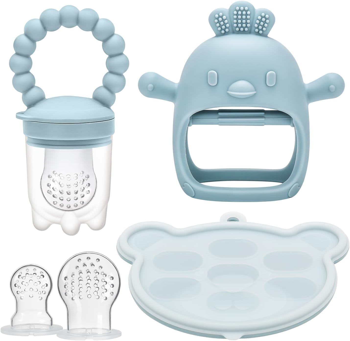 Baby Fruit Feeder and Teether Set – BPA-Free Silicone, Includes Freezer Tray and Soft Toy for Infants 6 Months and Up 0