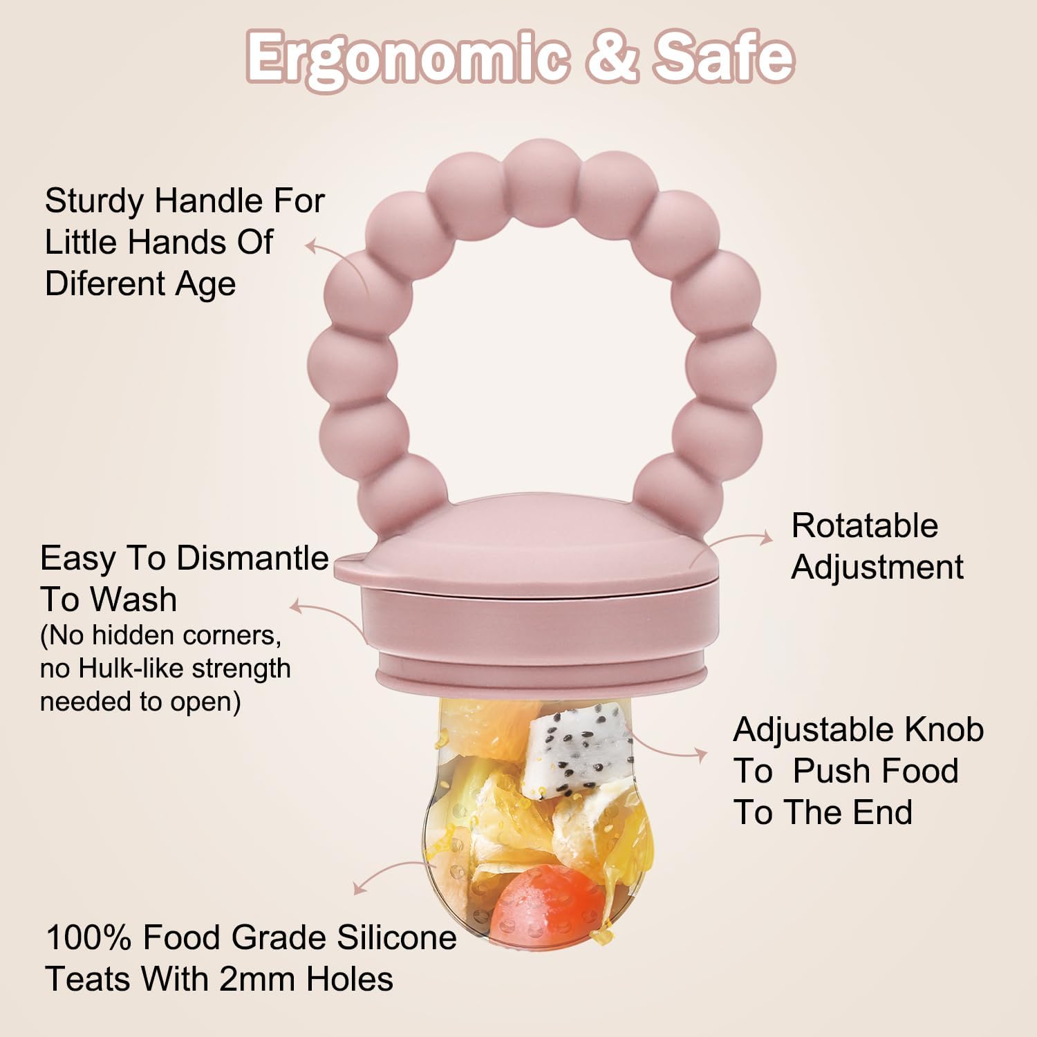 Baby Fruit Feeder and Teether Set – BPA-Free Silicone, Includes Freezer Tray and Soft Toy for Infants 6 Months and Up 3