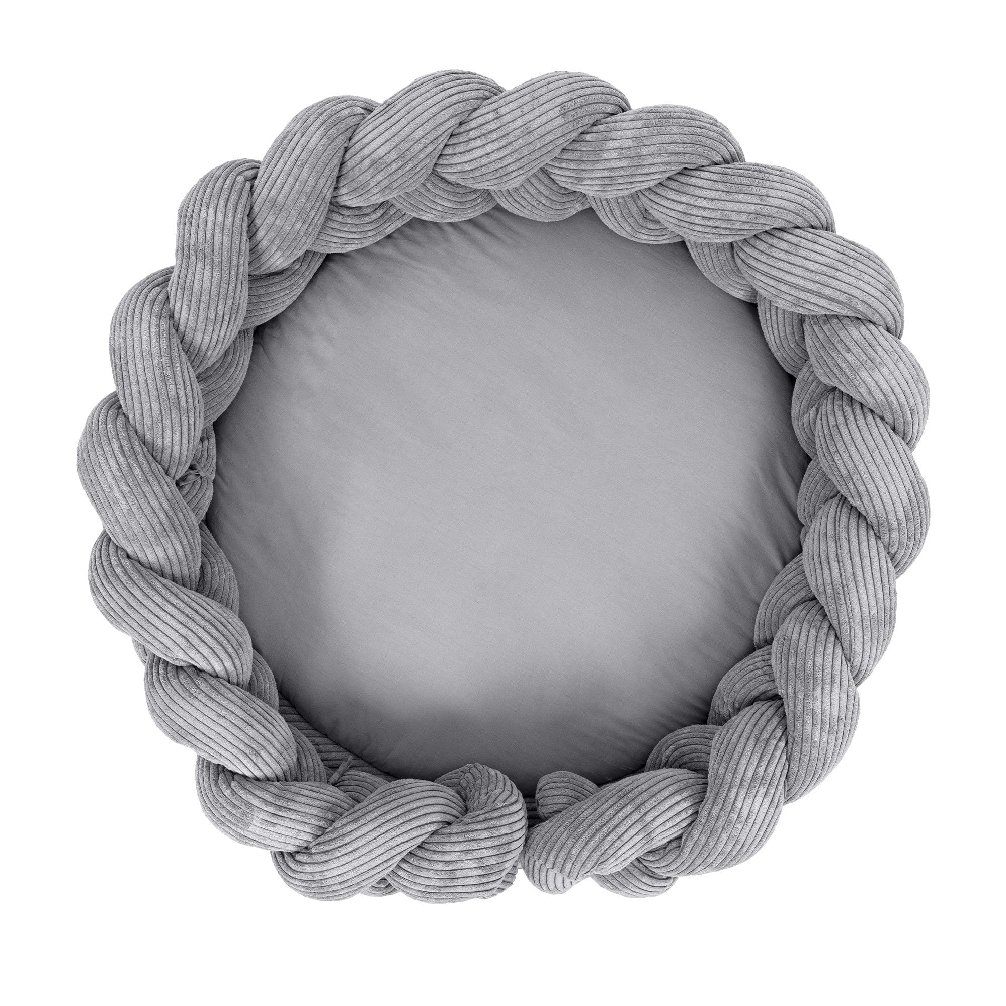 Baby Nest and Play Mat with Braided Crib Bumper – Hypoallergenic Soft Cotton, 100 cm Diameter, Grey, Safe for Newborns 1