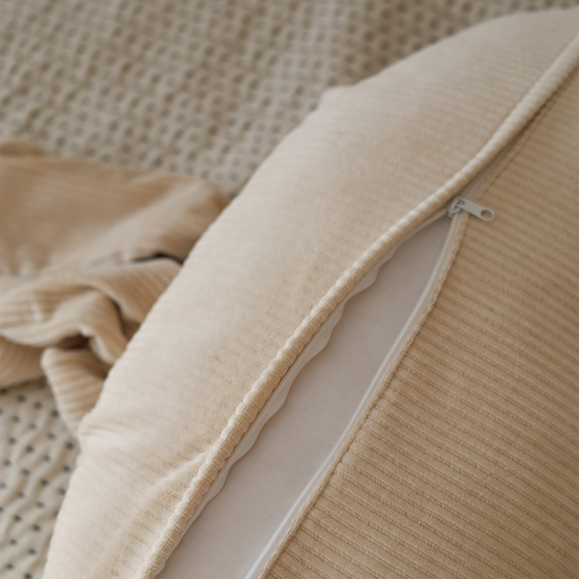 Beige Corduroy Nursing Pillow for Comfortable Breastfeeding Support – Soft Feeding Pillow with Anti-Allergic Filling, Easy to Clean 1