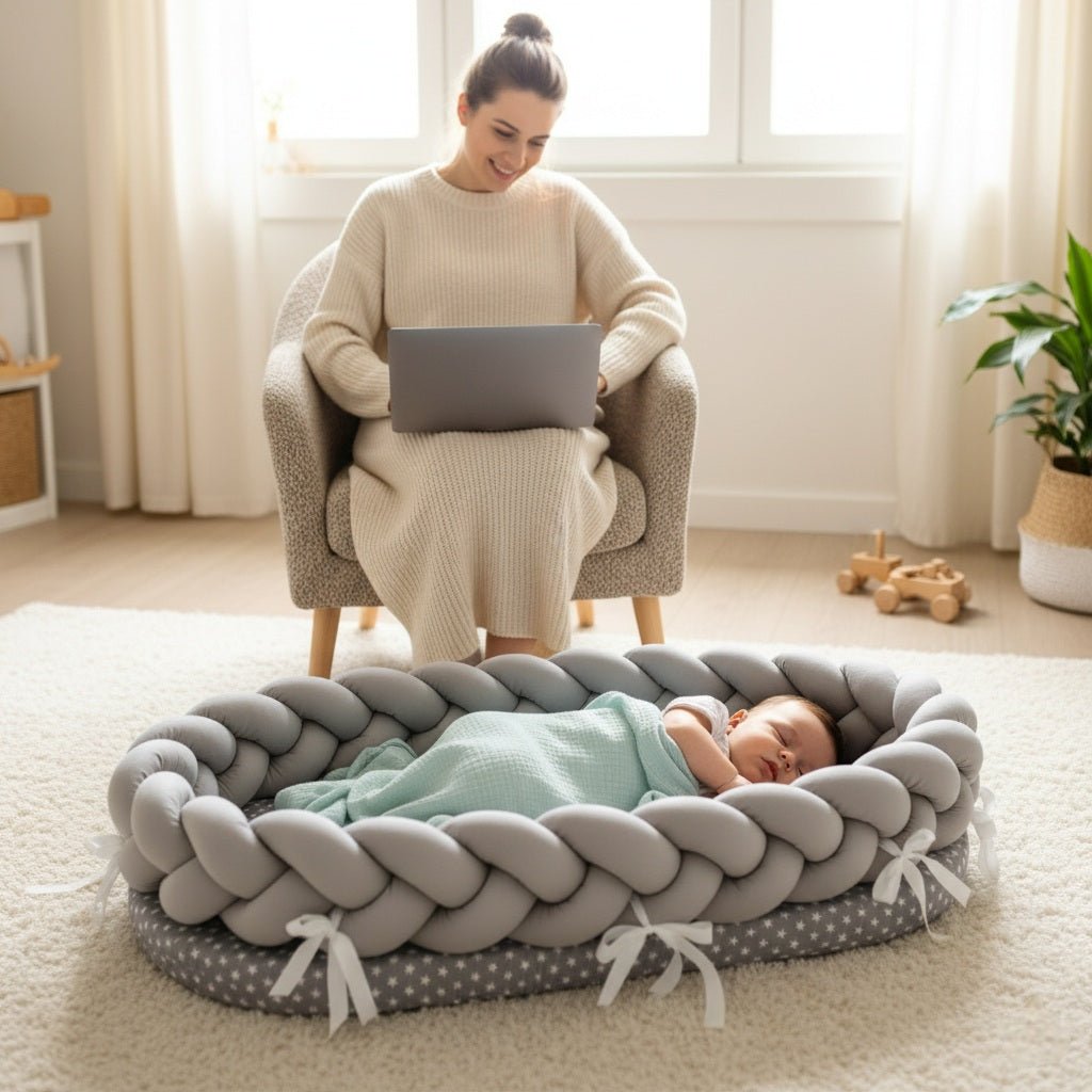 Braided Baby Bed Reducer – Soft Spandex Crib Nest for Safe and Comfortable Sleep, Ergonomic Oval Shape 2