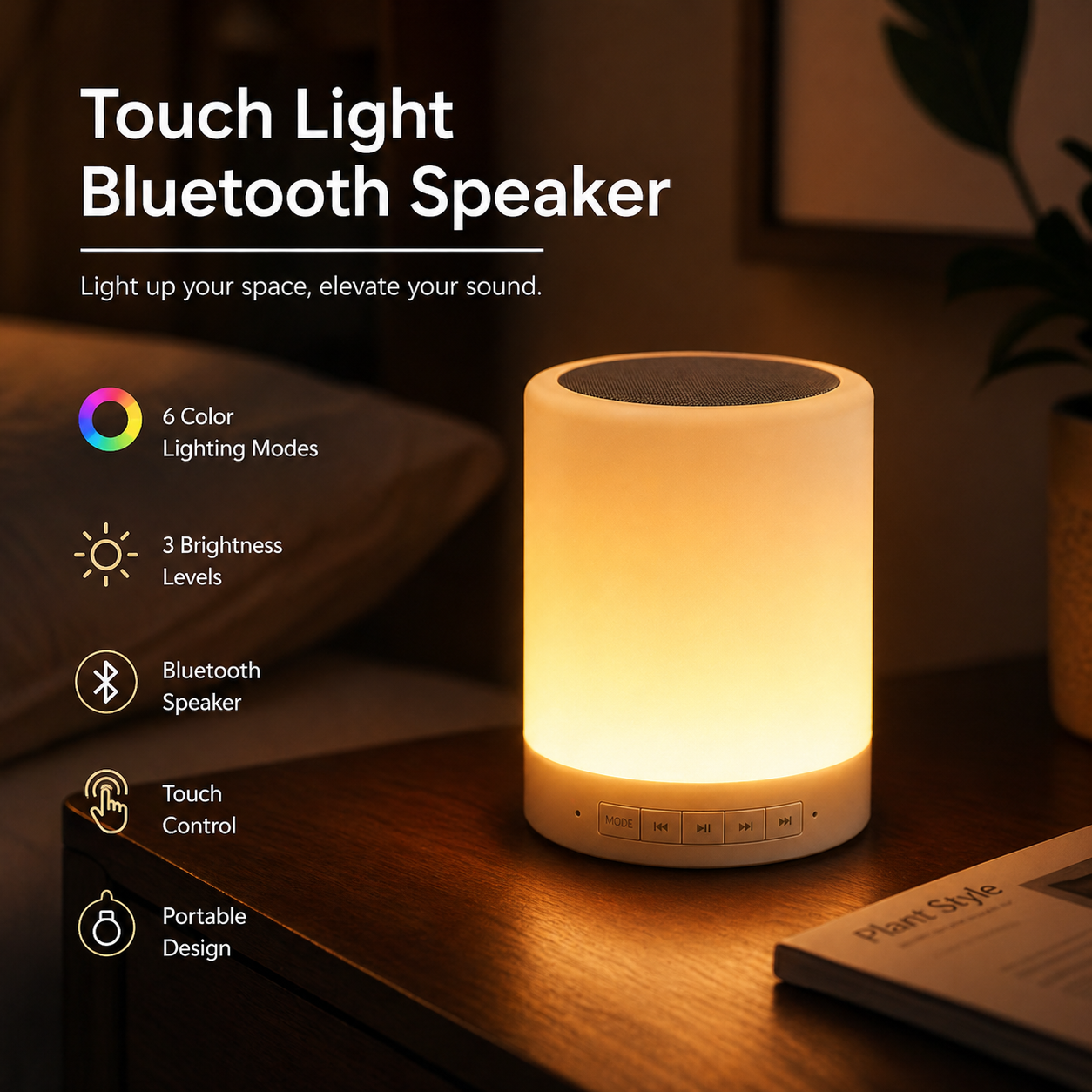 Touch Night Light Bluetooth Speaker