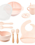 Complete Baby Tableware Set with Food-Grade Silicone and Wooden Handles – Non-Slip Plate, Bowl, Cutlery, and Accessories 2