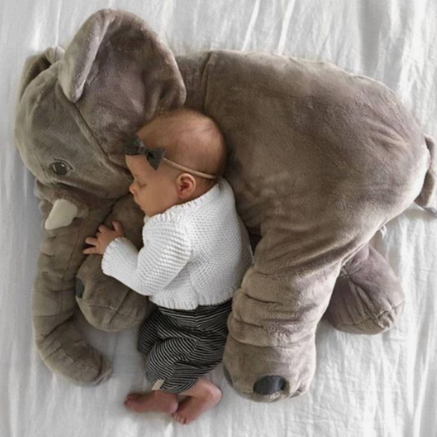 Cuddly Elephant Plush Toy for Infants and Toddlers – Soft Stuffed Animal Sleep Aid, 12 Inches, Machine Washable, Grey with Pastel Accents 6