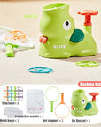 Elephant-Shaped Flying Disc Launcher for Kids – Indoor and Outdoor Fun, Includes Discs, Net, and Safety Glasses, Pink and Green 5