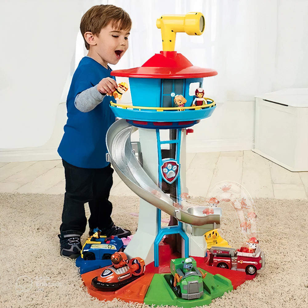 Kids Playset with Slide Tower and Colorful Toy Cars – Durable Indoor and Outdoor Activity for Ages 4+ 0