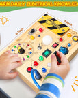 Montessori Busy Board with LED Lights – Educational Wooden Infant Toy for Fine Motor Skills and Color Recognition 3