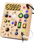 Montessori Busy Board with LED Lights – Educational Wooden Infant Toy for Fine Motor Skills and Color Recognition 6