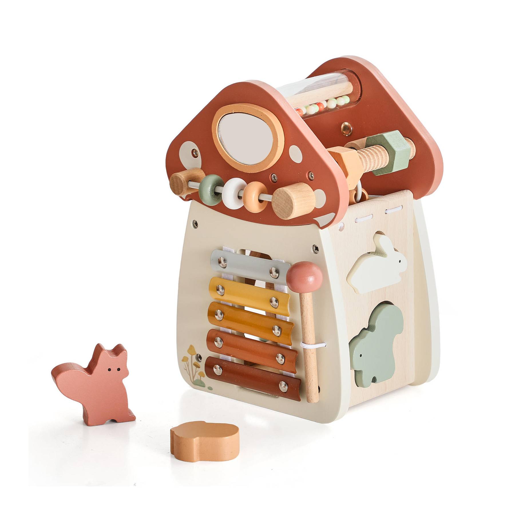 Montessori Busy Box – 12-in-1 Educational Toy for 1 to 3 Year Olds, Wooden Music and Sensory Learning Toy 0