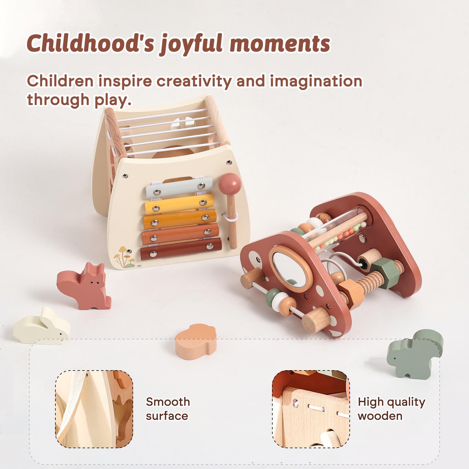 Montessori Busy Box – 12-in-1 Educational Toy for 1 to 3 Year Olds, Wooden Music and Sensory Learning Toy 1