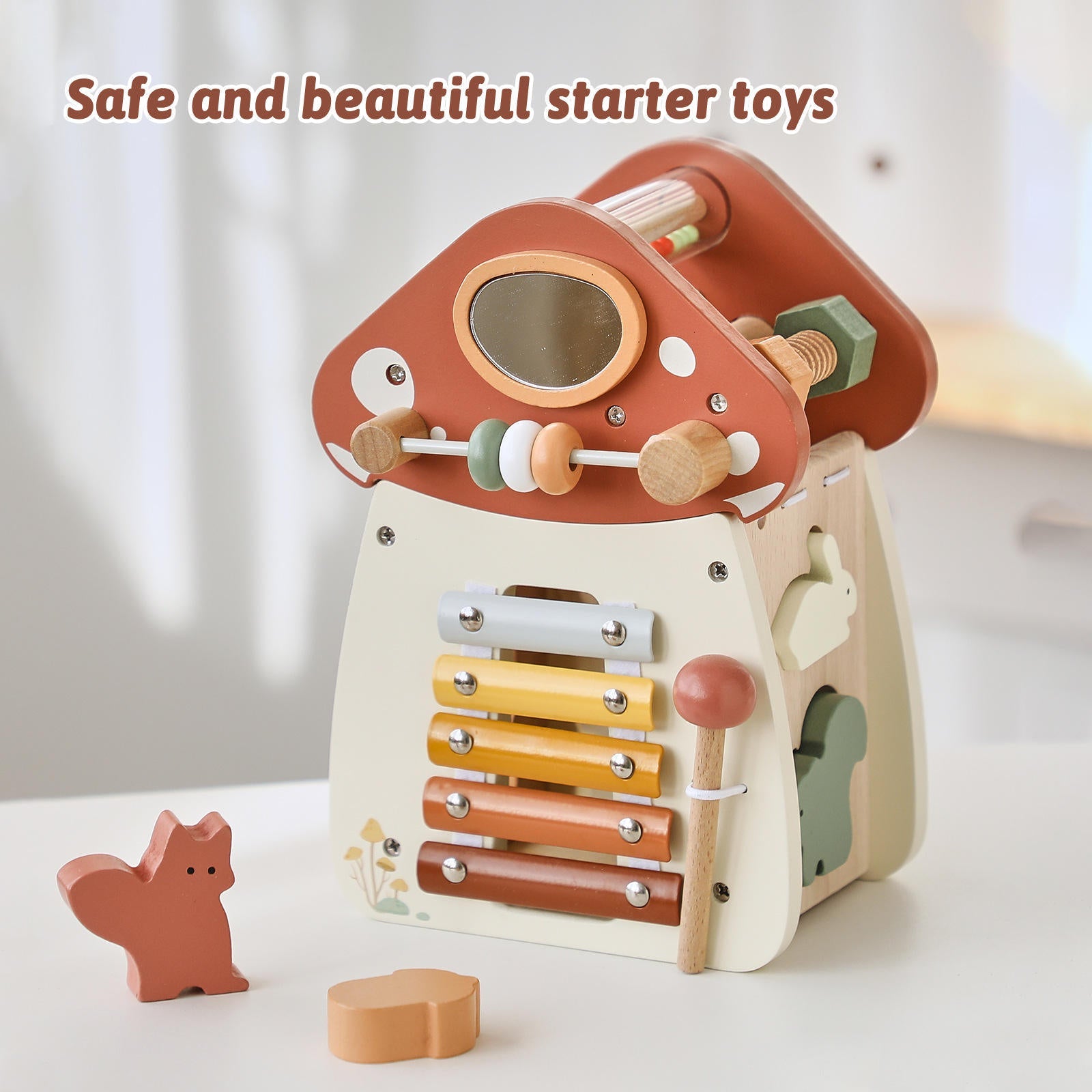 Montessori Busy Box – 12-in-1 Educational Toy for 1 to 3 Year Olds, Wooden Music and Sensory Learning Toy 2