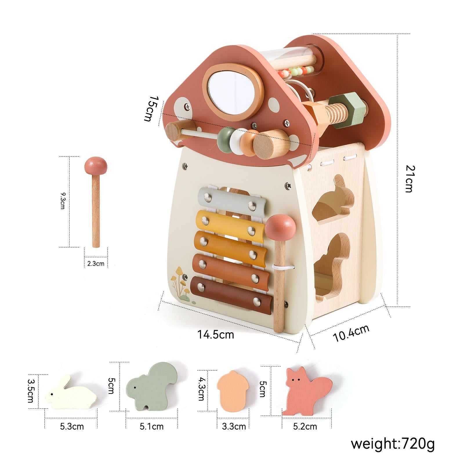 Montessori Busy Box – 12-in-1 Educational Toy for 1 to 3 Year Olds, Wooden Music and Sensory Learning Toy 5