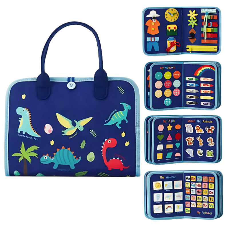 Montessori Sensory Board for Toddlers – Portable Learning Tool for Creative Exploration, Durable Felt, Age 2-5, Space/Dinosaurs/Unicorn Themes 3