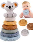 Montessori Stacking Tower Toy for Infants – Wooden Stacking Cups for Motor Skills Development, Koala Design 0