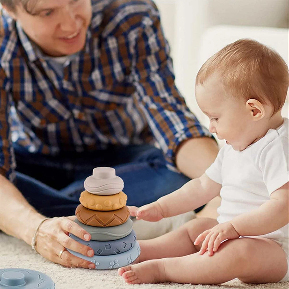 Montessori Stacking Tower Toy for Infants – Wooden Stacking Cups for Motor Skills Development, Koala Design 5