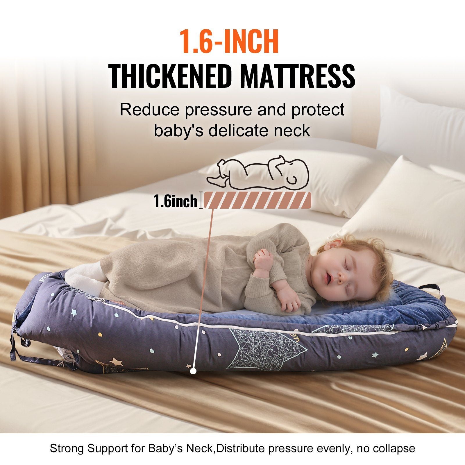 Newborn Bedside Crib Co-Sleeping Cot with Adjustable Head Pillow – Soft Cotton, Reversible Design, Portable and Easy to Clean 7