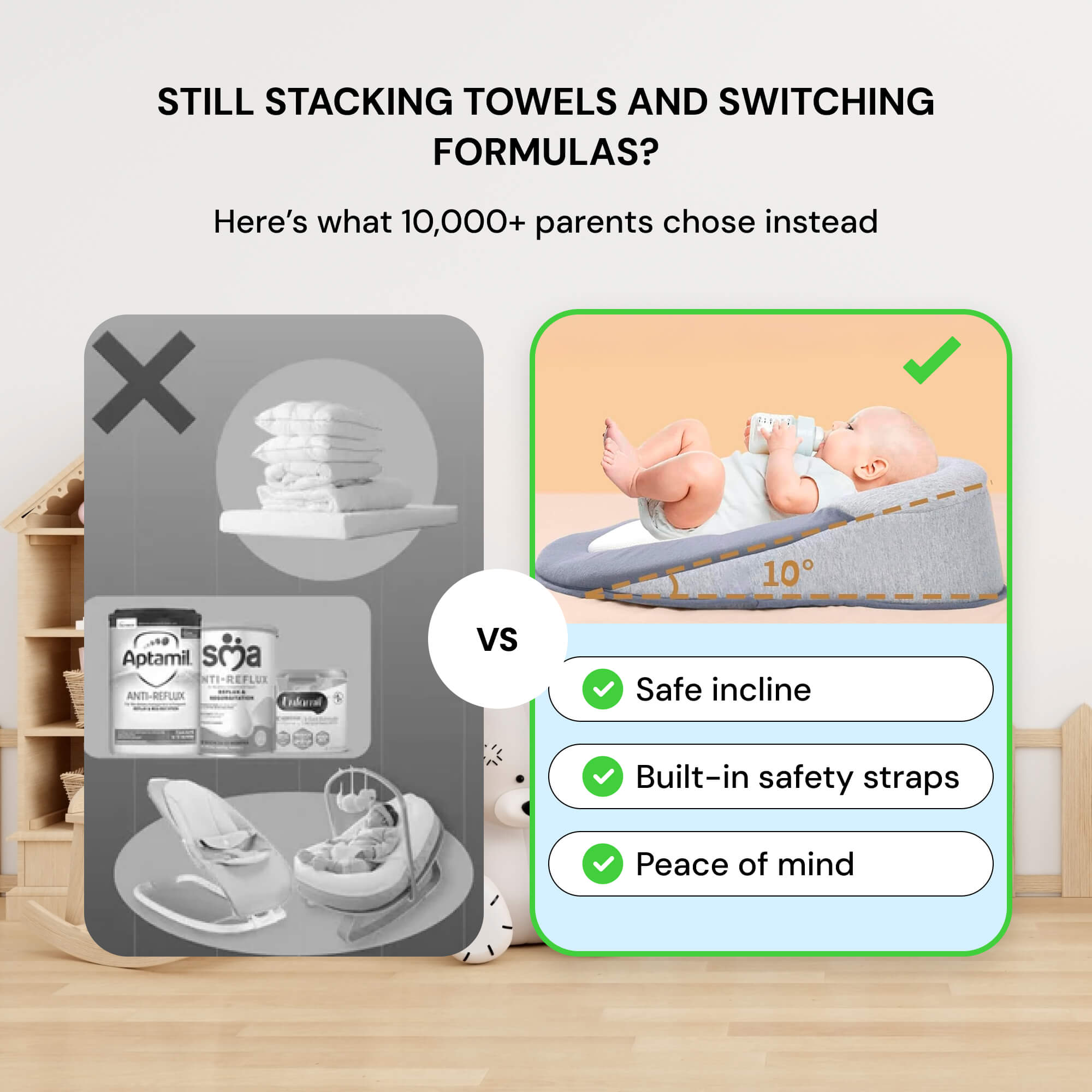 Newborn Reflux Pillow Bed with 15° Incline – Portable Infant Nest for Colic Relief and Comfortable Sleep 7