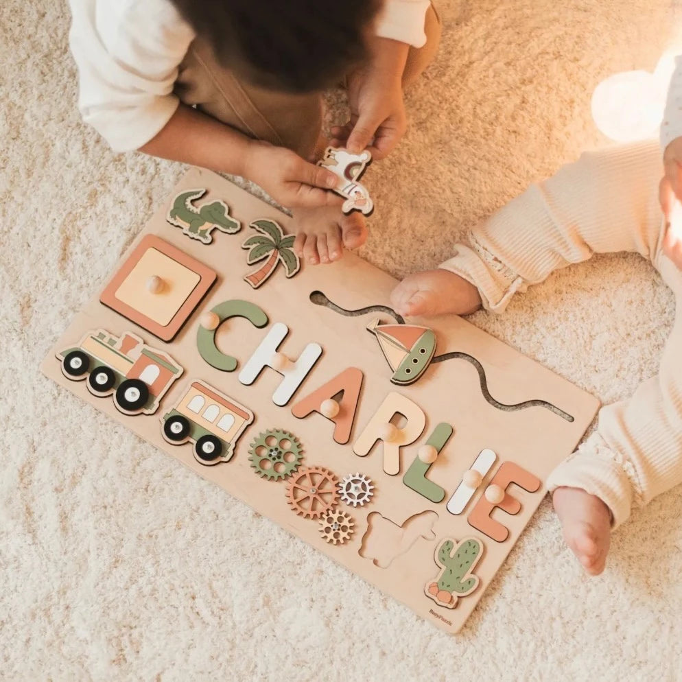 Personalized Wooden Name Puzzle for Toddlers – Custom Engraved Educational Toy with Vibrant Letters and Durable Design 0