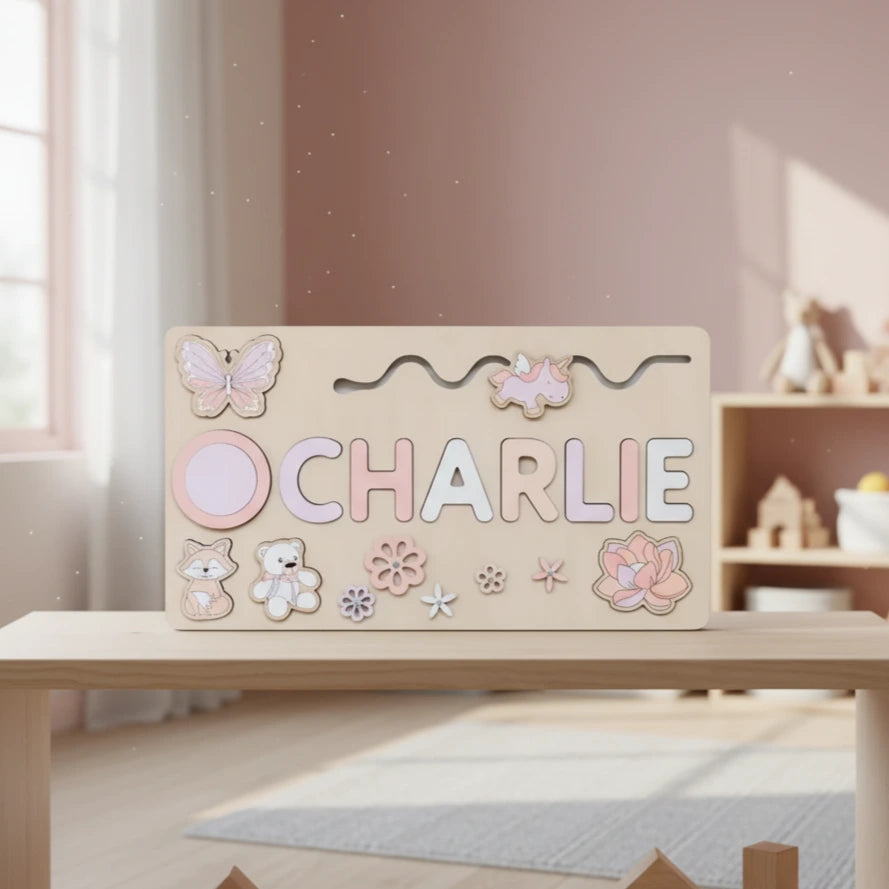 Personalized Wooden Name Puzzle for Toddlers – Custom Engraved Educational Toy with Vibrant Letters and Durable Design 2