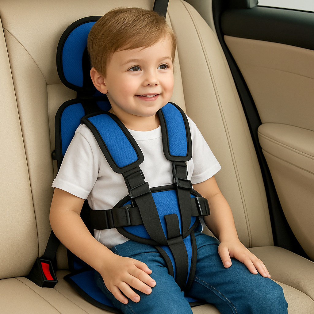 Portable Toddler Booster Car Seat - Lightweight Foldable Travel Booster Seat with 5-Point Harness for Kids 0