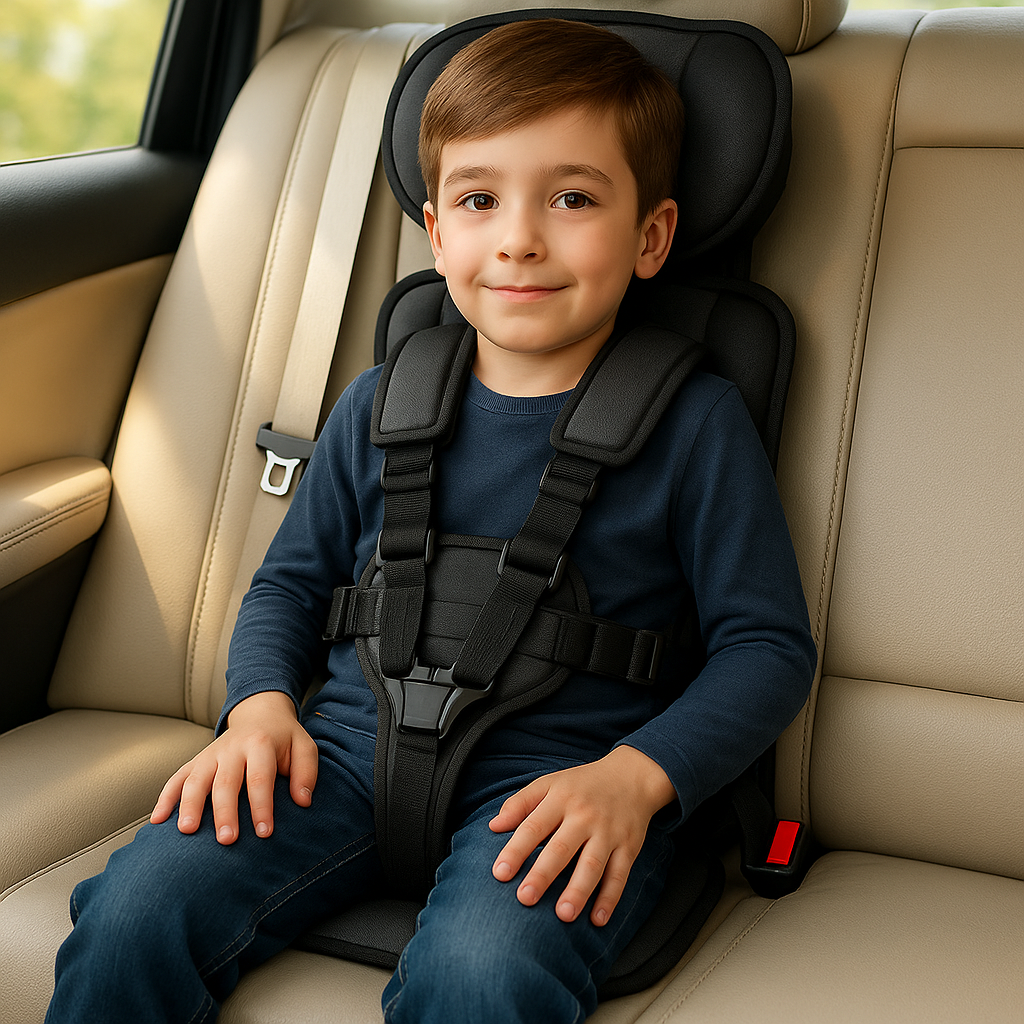 Portable Toddler Booster Car Seat - Lightweight Foldable Travel Booster Seat with 5-Point Harness for Kids 10