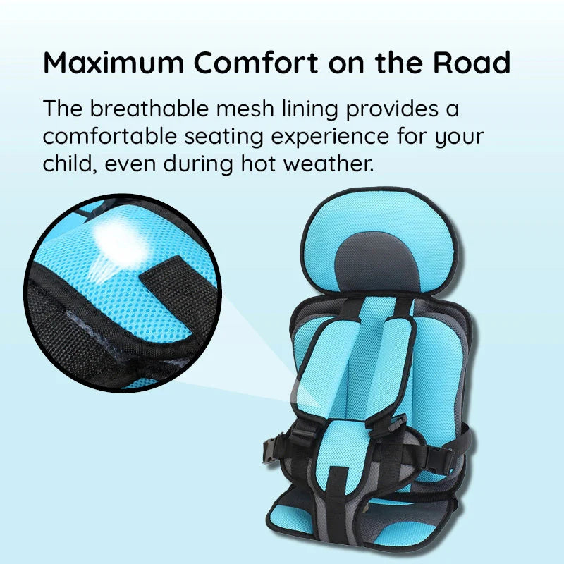 Portable Toddler Booster Car Seat - Lightweight Foldable Travel Booster Seat with 5-Point Harness for Kids 3