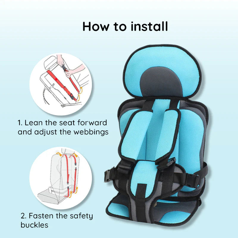 Portable Toddler Booster Car Seat - Lightweight Foldable Travel Booster Seat with 5-Point Harness for Kids 4