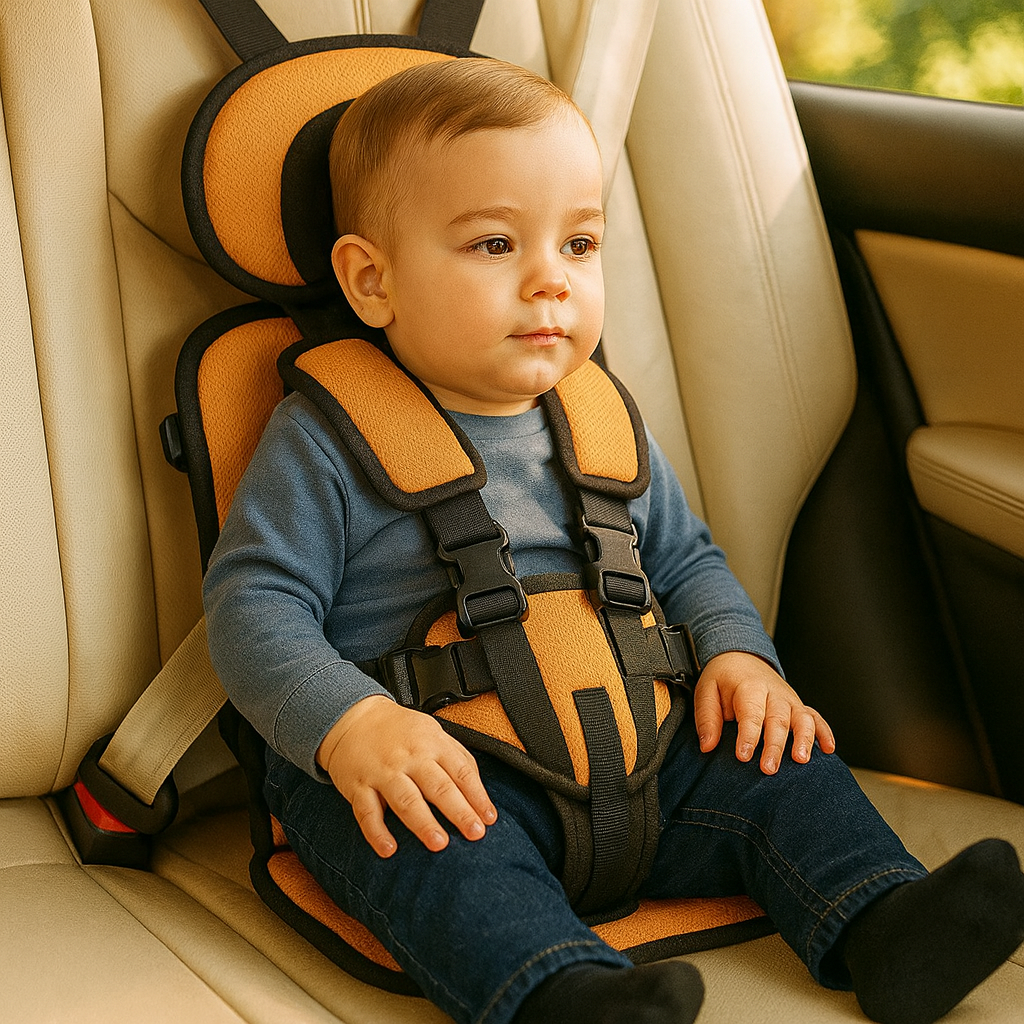 Portable Toddler Booster Car Seat - Lightweight Foldable Travel Booster Seat with 5-Point Harness for Kids 9