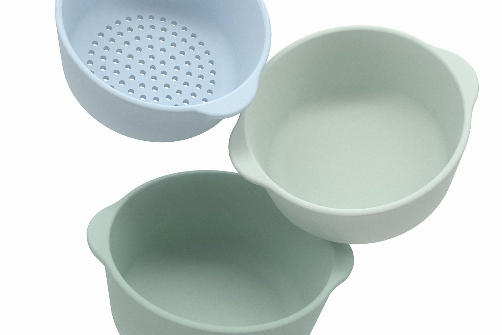 Set of 3 Durable Silicone Nesting Bowls for Sensory Play – Blue and Green, Stackable, Child-Friendly, Food-Safe 0