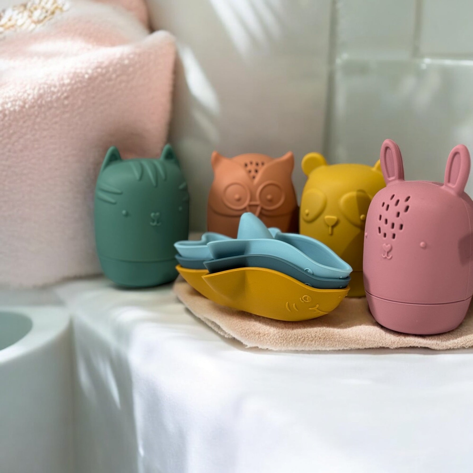 Set of 4 Cute Silicone Animal Bath Toys for Toddlers – Safe, Easy to Clean, Soft BPA-Approved Material 0