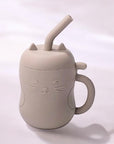 Silicone Cat Learning Cup for Babies, Ergonomic Design, 200 ML Capacity, Leak-Proof Spout, Safe Food-Grade Silicone, Beige 0