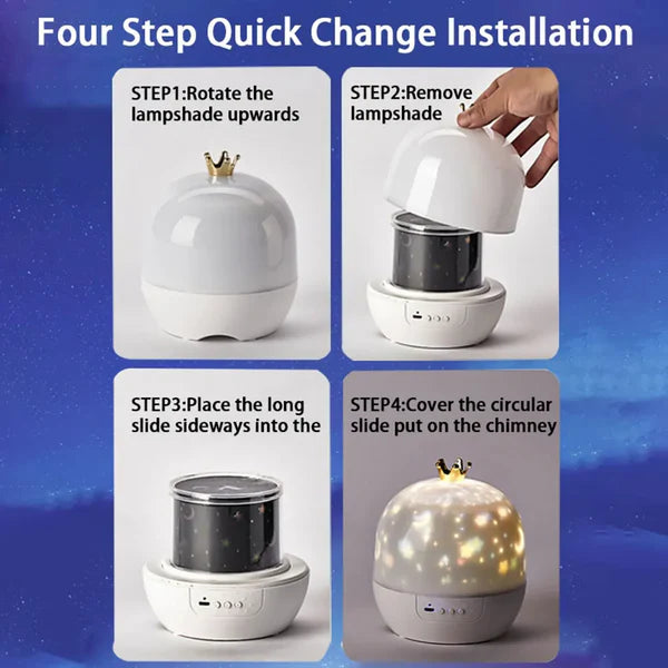 Starry Sky Projector Night Light with Rotating LED – Relaxing Ambiance for Bedrooms and Living Rooms 4