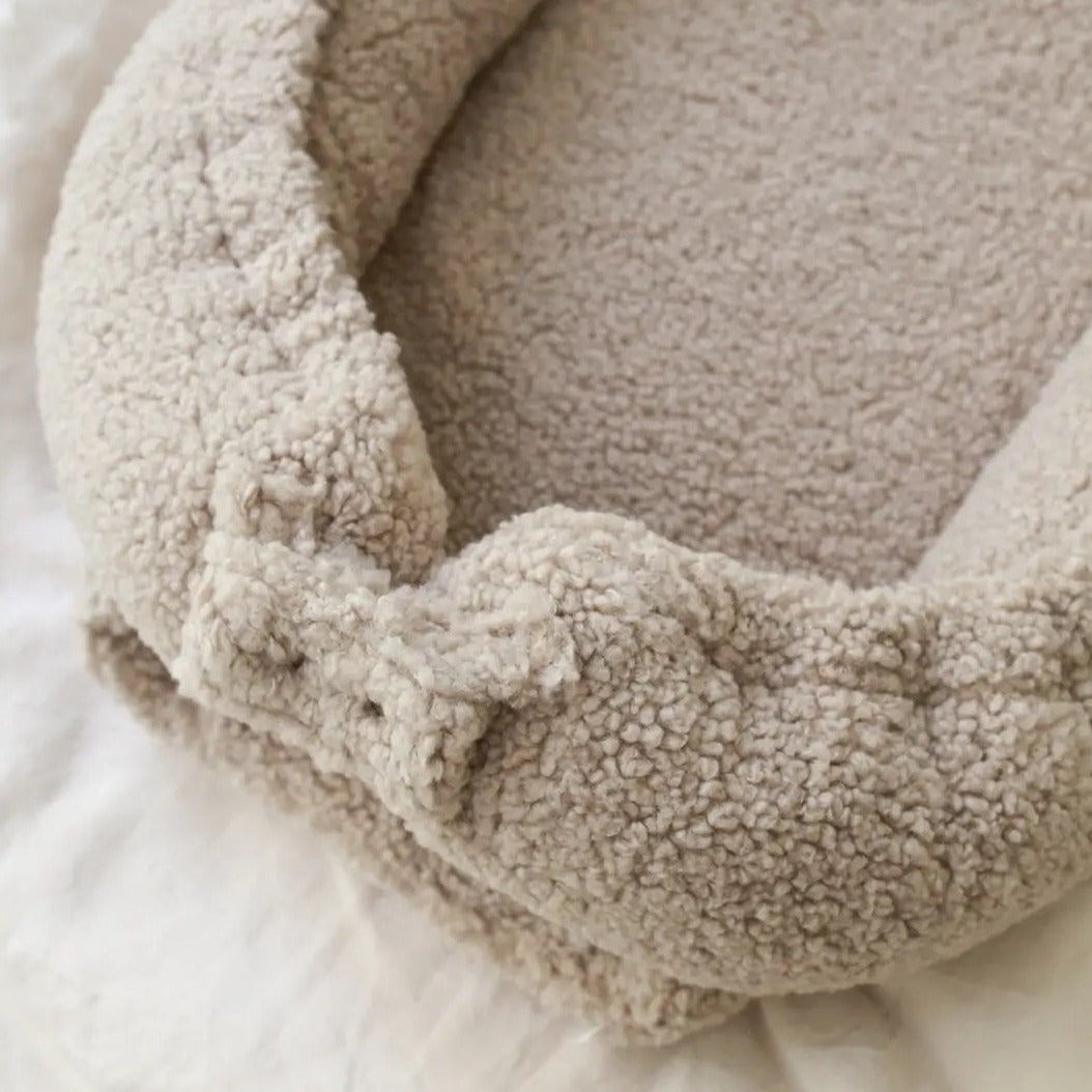 Teddy Baby Nest in Tan - Comfortable Newborn Sleep Pod with Odor-Absorbing Material and Machine Washable Design 2