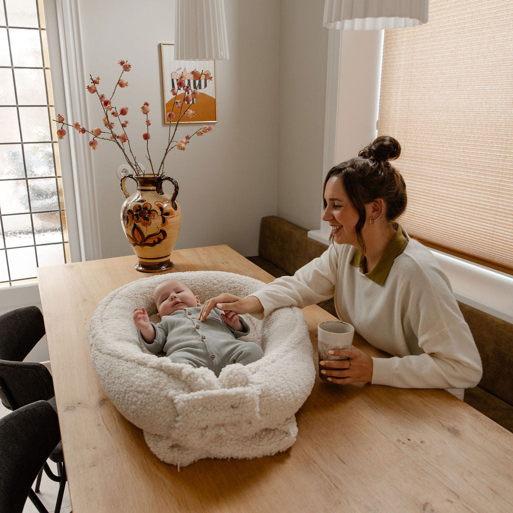 Teddy Baby Nest in Tan – Comfortable Infant Nest with Foam Mattress for Cribs, Strollers, and Outdoor Use 6